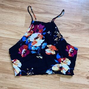 House of Harlow Crop Sleeveless Dark Floral Top sz Small